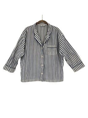 Sleepy Jones Pajama Shirt Women Size M Striped Marina Button Down Poplin